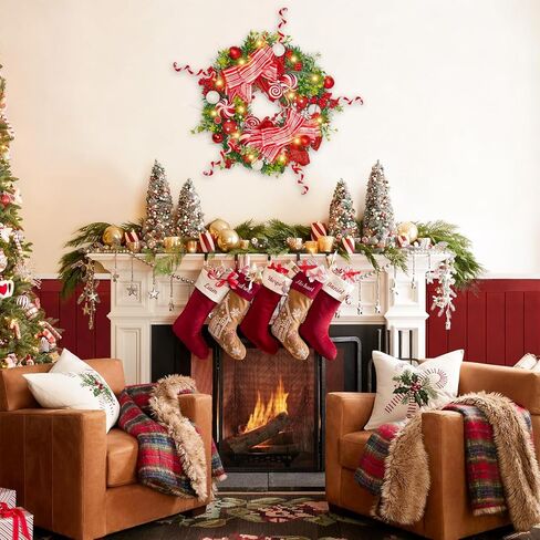 26 inch Eucalyptus Wreaths for Front Door, Large Artificial Greenery Eucalyptus Leaves Wreath Farmhouse Summer Door Wreath for Home Porch Window Outdoor Hanging Decor All Year Round in Saudi Arabia