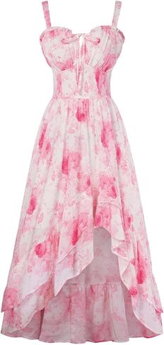 Scarlet Darkness Summer Dresses for Women 2026 Floral Corset Wedding Guest Dress Ruffle Maxi Dress with Pockets in Saudi Arabia