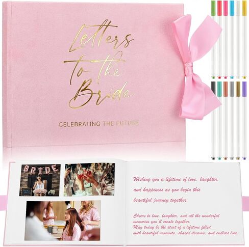 Eaasty 11.4 x 8.1 Inch Wedding Guest Book Letters to the Bride Scrapbook with 12 Pcs Pen 120 Page Wedding Memory Book Bridal DIY Scrapbook for Engagement Bridal Shower Party Supplies(Modern Style) in Saudi Arabia