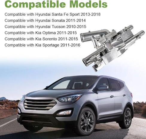 Upgraded Aluminium Engine Coolant Thermostat Housing Replacement for 256002G600 25600-2G600, Thermostat Housing kit Compatible with 2008-2010 Hyundai Sonata/Kia Rondo, 2009-2010 Kia Optima in Saudi Arabia