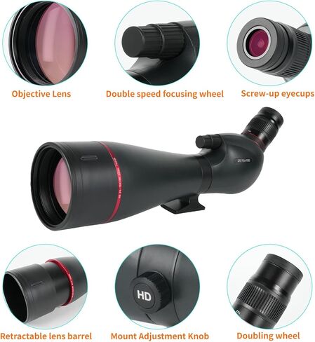 نطاقات تحديد 20-60x82 للتصويب على الهدف مع محول الهاتف لحقيبة حمل حامل ثلاثي الأرجل، نطاقات تحديد للتصويب على الهدف، نطاق رصد مقاوم للماء BAK4 HD للطيور والحياة البرية in Kuwait