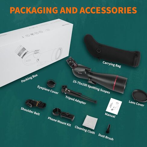 نطاقات تحديد 20-60x82 للتصويب على الهدف مع محول الهاتف لحقيبة حمل حامل ثلاثي الأرجل، نطاقات تحديد للتصويب على الهدف، نطاق رصد مقاوم للماء BAK4 HD للطيور والحياة البرية in Kuwait