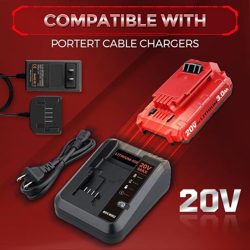 2Pack 3.0Ah Lithium-ion Replacement for Porter Cable 20V Battery Compatible with Porter Cable Battery 20V Lithium Battery PCC680L PCC682L PCC685L PCC685LP in Saudi Arabia