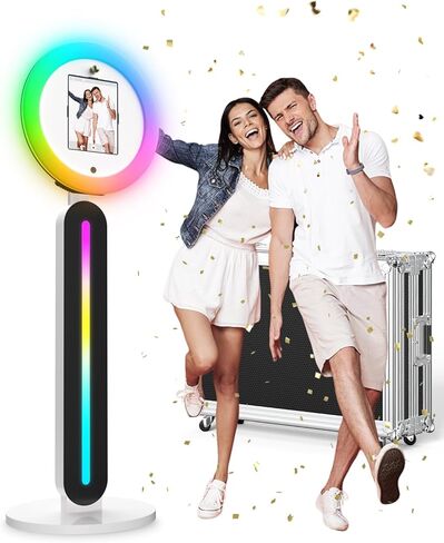 Photo Booth Machines,Portable Photo Booth with Voice Control Digital Selfie Photobooth RGB Ring Light 180 Adjustable Tablet Photo Booth for Parties, Weddings, Events in Saudi Arabia