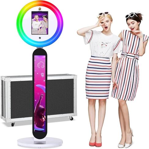 Photo Booth Machines,Portable Photo Booth with Voice Control Digital Selfie Photobooth RGB Ring Light 180 Adjustable Tablet Photo Booth for Parties, Weddings, Events in Saudi Arabia