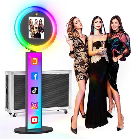 Photo Booth Machines,Portable Photo Booth with Voice Control Digital Selfie Photobooth RGB Ring Light 180 Adjustable Tablet Photo Booth for Parties, Weddings, Events in Saudi Arabia