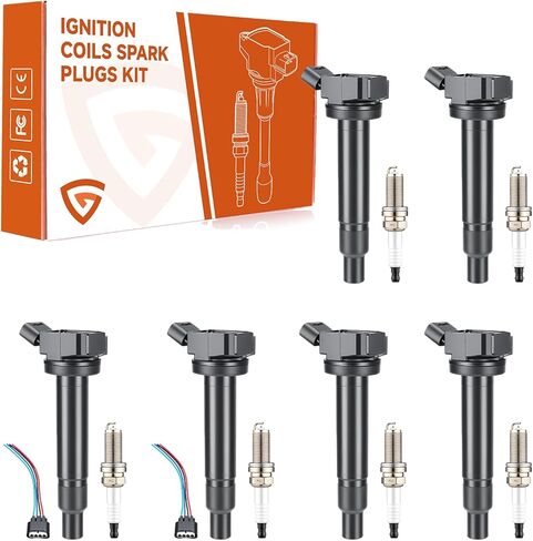 8Pcs D585 UF262 Ignition Coils Pack Round Type + 8Pcs 8mm Spark Plug Wire Set, Compatible with Chevrolet, Fit For GMC, Fit For Cadillac 1999-2007 4.8L 5.3L 6.0L, Replaces# 748UU 12622553 12656210 in Saudi Arabia