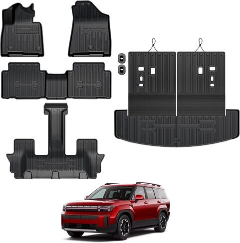 GALVAGNIATE Floor Mats for 2020-2024 2025 Hyundai Palisade 7-seat/8-seat Trunk Mat with Backrest Mat, All Weather TPE Cargo Liner Lower Cargo Mat for Palisade Accessories in Kuwait
