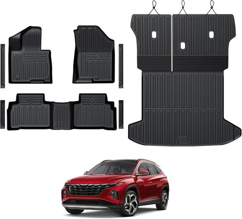 GALVAGNIATE Floor Mats for 2020-2024 2025 Hyundai Palisade 7-seat/8-seat Trunk Mat with Backrest Mat, All Weather TPE Cargo Liner Lower Cargo Mat for Palisade Accessories in Kuwait