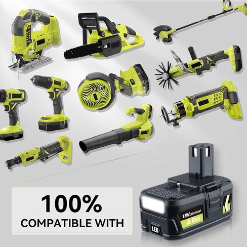 P108 18V 6000Ah 2Pack استبدال الليثيوم لبطارية Ryobi وشاحن P117B متوافق مع بطارية Ryobi 18V P102 P103 P104 P105 P107 P108 P109 P190 P122 لأدوات الطاقة اللاسلكية 18 فولت in Saudi Arabia