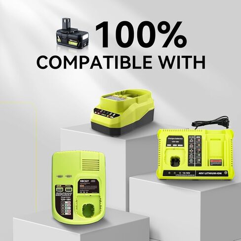 P108 18V 6000Ah 2Pack استبدال الليثيوم لبطارية Ryobi وشاحن P117B متوافق مع بطارية Ryobi 18V P102 P103 P104 P105 P107 P108 P109 P190 P122 لأدوات الطاقة اللاسلكية 18 فولت in Saudi Arabia