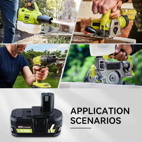 P108 18V 6000Ah 2Pack استبدال الليثيوم لبطارية Ryobi وشاحن P117B متوافق مع بطارية Ryobi 18V P102 P103 P104 P105 P107 P108 P109 P190 P122 لأدوات الطاقة اللاسلكية 18 فولت in Saudi Arabia