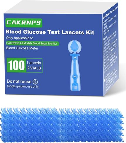 Blood Glucose Test Strips & Lancets Kit, 50 Test Refill Strips + 50 Blood Lancets for Diabetic Blood Sugar Testing, Exclusive for CAKRNPS Blood Sugar Monitor in Saudi Arabia