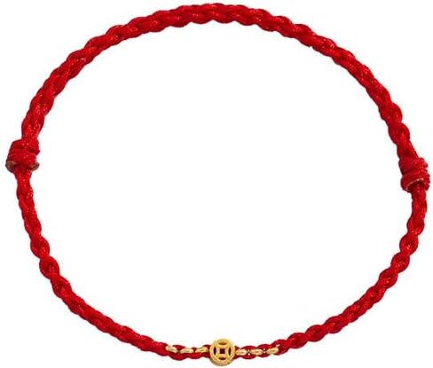 Gixaxak العملات الذهبية المنسوجة يدويا سوار أحمر سلسلة أساور حمراء مع عملات النحاس محظوظ الثروة الجذب التفاف سوار للنساء الرجال سوار الحبل الأحمر سلسلة سوار قابل للتعديل للماء (الأحمر) in Kuwait