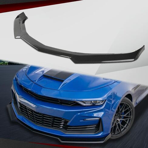 CROSSDESIGN مصد الشفاه الأمامي طراز 1LE متوافق مع موديلات Chevy Camaro LT/LS/RS/SS 2016-2023 (لن يناسب موديلات ZL1 Bumper) ألياف الكربون باللون الأسود in Saudi Arabia
