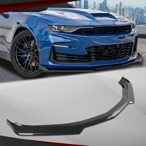 CROSSDESIGN مصد الشفاه الأمامي طراز 1LE متوافق مع موديلات Chevy Camaro LT/LS/RS/SS 2016-2023 (لن يناسب موديلات ZL1 Bumper) ألياف الكربون باللون الأسود in Saudi Arabia