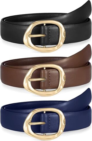 3 عبوات من أحزمة الجينز والسراويل والفساتين وحزام جلدي للسيدات وحزام خصر أنيق مع إبزيم ذهبي بأشكال سائلة in Kuwait