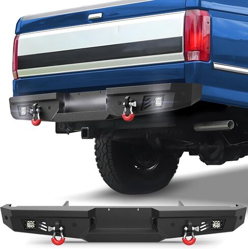 06-08 F150 المصد الخلفي بعرض كامل للطرق الوعرة مع لوحة متدرجة، مصابيح 2 × 18 واط، حلقات على شكل حرف D، أضواء لوحة الترخيص لشاحنات بيك اب فورد F150 2006-2008 in Kuwait