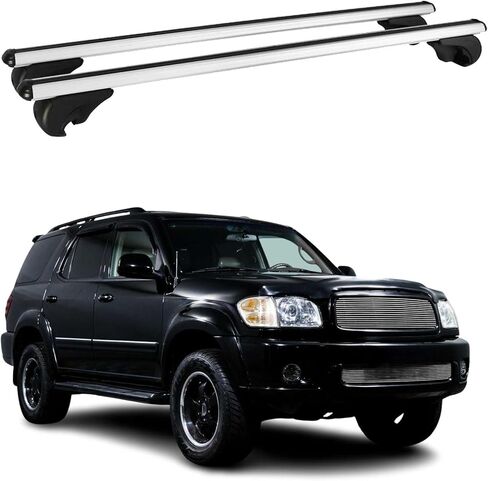 OMAC Roof Rack Cross Bars for Car, Truck, SUV 165Lbs Lockable Aluminium Black 2Pcs fits Cargo Carriers Kayak Canoe Bike Snowboard in Saudi Arabia