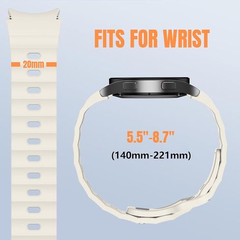 Sport Silicone Band Compatible with Samsung Galaxy Watch 7 6 5 4 FE 40mm 44mm/for Galaxy Watch 6 4 Classic 43mm 47mm 42mm 46mm/Watch 5 Pro 45mm/Active 2, 20mm No Gap Strap for Men Women in Saudi Arabia