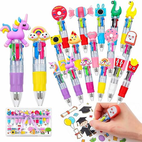 BESARME 16 Pcs Fun Pens for Kids, Multicolor Pens in One Easter Basket Stuffers Classroom Gifts for Students 4-in-1 Cute Pen Bulk for Birthday Party Favors in Saudi Arabia