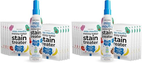 Miss Mouth's Messy Eater Stain Treater Wipes - 25 Pack Stain Remover - Newborn & Baby Essentials - No Dry Cleaning Food, Grease, Coffee Off Laundry, Underwear, Fabric in Saudi Arabia