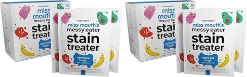 Miss Mouth's Messy Eater Stain Treater Wipes - 25 Pack Stain Remover - Newborn & Baby Essentials - No Dry Cleaning Food, Grease, Coffee Off Laundry, Underwear, Fabric in Saudi Arabia
