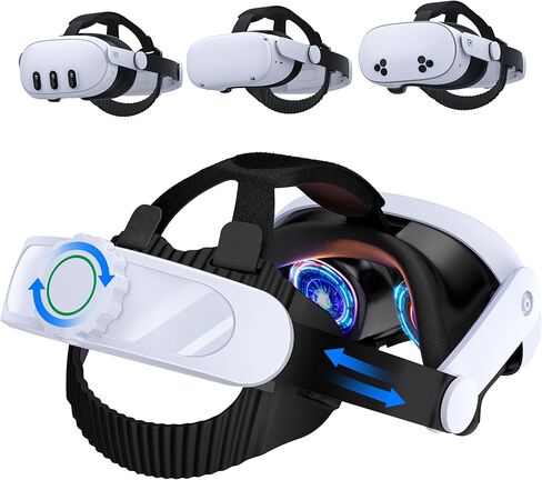 حزام رأس مريح مطور متوافق مع حزام الرأس Meta Quest 3S/Quest 2/Quest 3، حزام النخبة قابل للتعديل بطارية قابلة لإعادة الشحن 10000 مللي أمبير في الساعة متوافقة مع Meta Quest 3S/3/2 in Kuwait