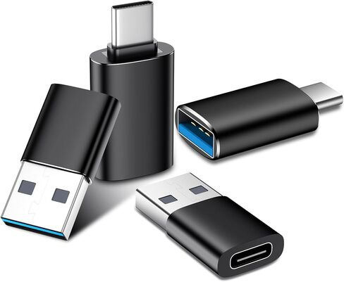 Temdan USB to USB C Adapter,Car Charger OTG Converter Compatible with MacBook Pro Air 2024,Samsung Notebook and More Type C,for iPhone 17 16 15 Air Plus Pro Max,OTG Adapters-Black in Saudi Arabia