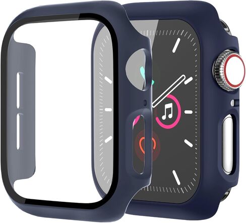 حافظة لواقي شاشة Apple Watch SE 3 (2025)/SE 2/SE/Series 4 5 6 44 ملم زجاج مقسى عالي الدقة | سليم الحرس الوفير | تغطية كاملة للحماية | غطاء وجه صلب من البولي كربونات متوافق مع iWatch in Saudi Arabia
