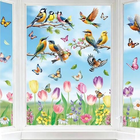 Colorful Rainbow Window Clings for Glass Windows, Clouds Double-Side Static Window Decals Anti Collision Glass Doors Window Stickers in Saudi Arabia