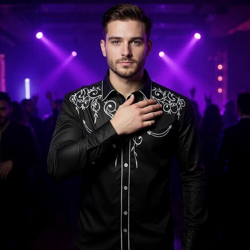 Men's Button Down Long Sleeve Shirt Casual Fashion Polo Style Tops in Saudi Arabia