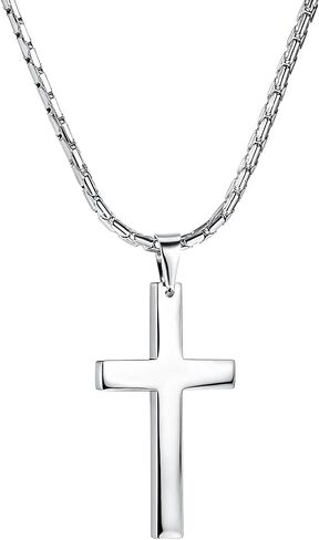 ORAZIO 3MM Stainless Steel Cross Pendant Necklace for Men Women Cross Pendant with 22/24/30 Inches Chain Cross Necklace Jewelry Gifts in Saudi Arabia