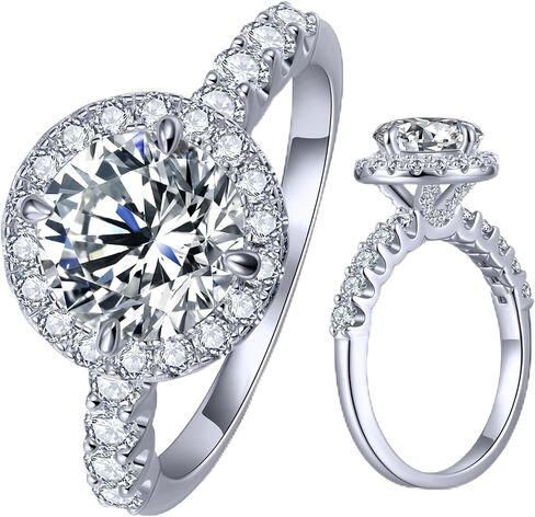 Kstyle 2ct Pear/Oval/Round Moissanite Solitaire/Halo Engagement Rings for Women 14K White Gold 925 Sterling Silver Lab Diamond Wedding Ring Wedding Anniversary Promise Gift in Saudi Arabia