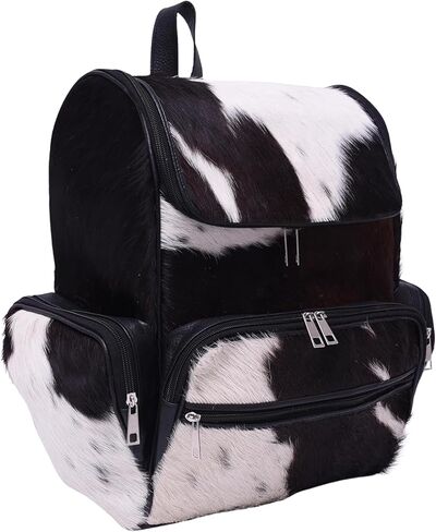 Unisex Cowhide Leather Laptop Western Backpack Purse – Animal Print Womens Hair On Shoulder Travel Diaper Bag in Saudi Arabia