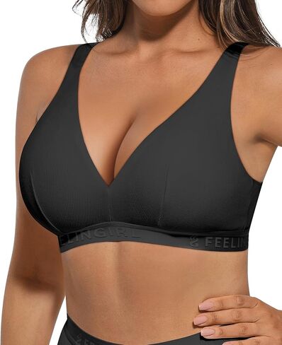 FeelinGirl Wireless Bras for Women No Underwire Comfortable Bras with Support and Lift Deep V Push Up Bralette in Saudi Arabia