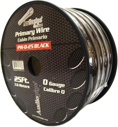 Audiopipe 0 Gauge Power Wire، سلك الطاقة الأساسي للسيارات، 50 قدمًا (أحمر، 50 قدمًا) in Kuwait