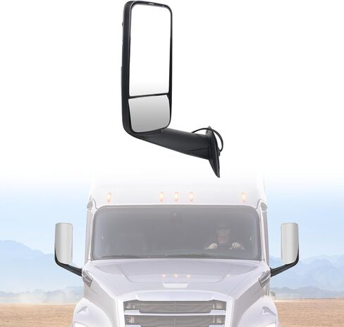 مرآة باب مع استبدال للذراع لعام 2018-2024 Freightliner Cascadia، ملحقات Cascadia لشبه الشاحنات، مزودة بمحرك بسخان، أسود، الركاب/الجانب الأيمن in Kuwait
