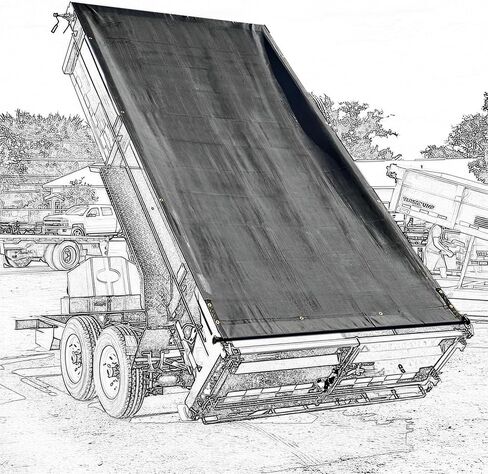 قماش القنب للمقطورة القلابة مقاس 7'X14' - قماش شبكي لشاحنة التفريغ عالي التحمل مع جيوب مزدوجة، حزام معزز بإبرة مزدوجة وحزام للتمزيق، حلقات نحاسية سميكة لا تصدأ، حماية من الأشعة فوق البنفسجية (أسود) in Kuwait