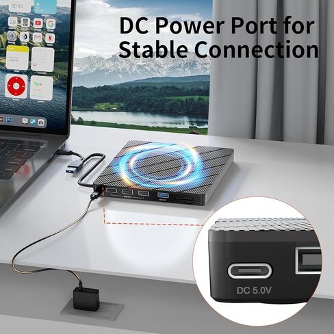 Alxum External CD DVD Drive for Laptop, 7 in 1 Portable CD Player DVD Burner with M.2 NVMe/USB 2.0 Interface and SD/Micro SD Card Slot, Ultra-Slim Disk Drive Optical for Windows/Mac OS/Linux/Vista in Saudi Arabia