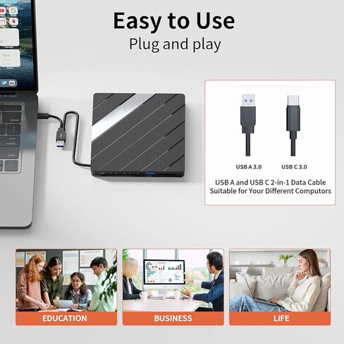 Alxum External CD DVD Drive for Laptop, 7 in 1 Portable CD Player DVD Burner with M.2 NVMe/USB 2.0 Interface and SD/Micro SD Card Slot, Ultra-Slim Disk Drive Optical for Windows/Mac OS/Linux/Vista in Saudi Arabia