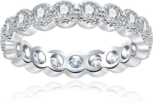 Cubic Zirconia Half Eternity Rings CZ Wedding Bands 5A Grade D Color Lab Grown Diamond Stackable Anniversary Band Ring for Women in Kuwait