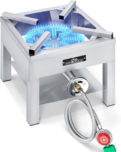 High Pressure Banjo 1-Burner Outdoor Propane Gas Cooker 260000 BTU with 0-30 PSI Adjustable Regulator and Steel Braided Hose For Outdoor Cooking Turkey Fry (BALCK) SA1750 in Saudi Arabia