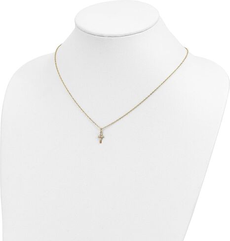 IceCarats 10K الصلبة ثلاثي اللون الوردي الأبيض الأصفر الأسود التلال الذهب المقدسة الصليب سلسلة قلادة in Kuwait