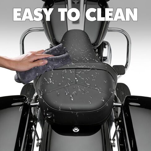 مقعد من قطعة واحدة للسائق والراكب 2-Up مناسب لـ 1997-2007 Harley Touring Road King Road Glide Electra Glide، خياطة سوداء in Kuwait