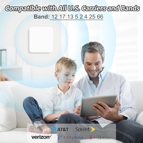 Cell Phone Booster for Home & Multi-Room, Cell Phone Signal Booster with 2 Indoor Antennas for Band 66/2/4/5/12/17/13/25,Up to 6000 Sq.Ft,Boost 4G 5G LTE Data for All U.S. Carriers, FCC Approved in Saudi Arabia