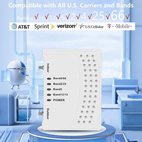 Cell Phone Booster for Home & Multi-Room, Cell Phone Signal Booster with 2 Indoor Antennas for Band 66/2/4/5/12/17/13/25,Up to 6000 Sq.Ft,Boost 4G 5G LTE Data for All U.S. Carriers, FCC Approved in Saudi Arabia
