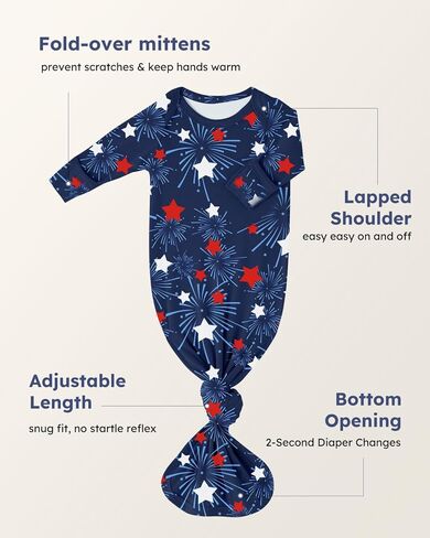 Yoofoss Baby Knotted Gowns 0-3 Months, Newborn Sleepers Hospital Coming Home Outfit for Photograph, Soft Breathable Comfort in Saudi Arabia