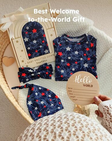 Yoofoss Baby Knotted Gowns 0-3 Months, Newborn Sleepers Hospital Coming Home Outfit for Photograph, Soft Breathable Comfort in Saudi Arabia