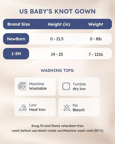 Yoofoss Baby Knotted Gowns 0-3 Months, Newborn Sleepers Hospital Coming Home Outfit for Photograph, Soft Breathable Comfort in Saudi Arabia